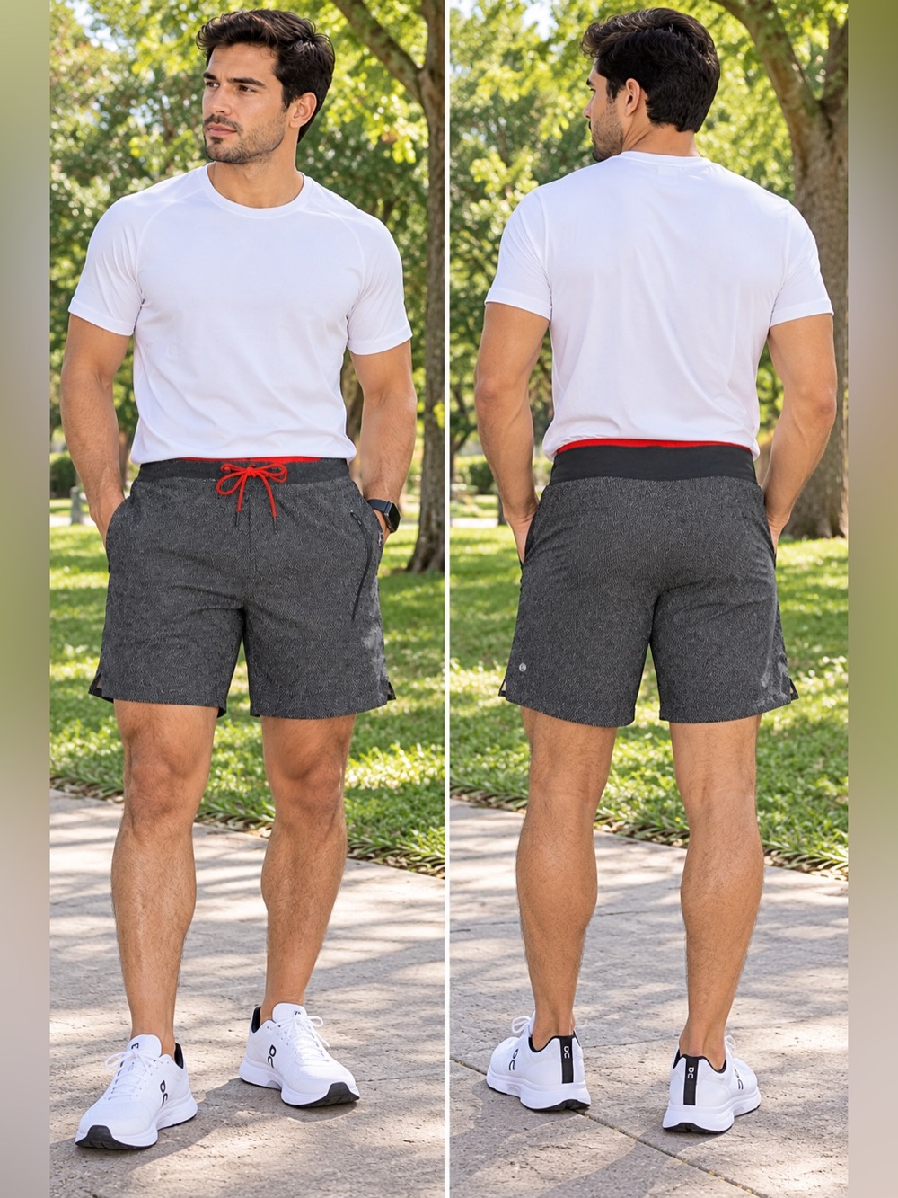 Lululemon Men’s Shorts Size 36 Gray Herringbone Lined Athletic